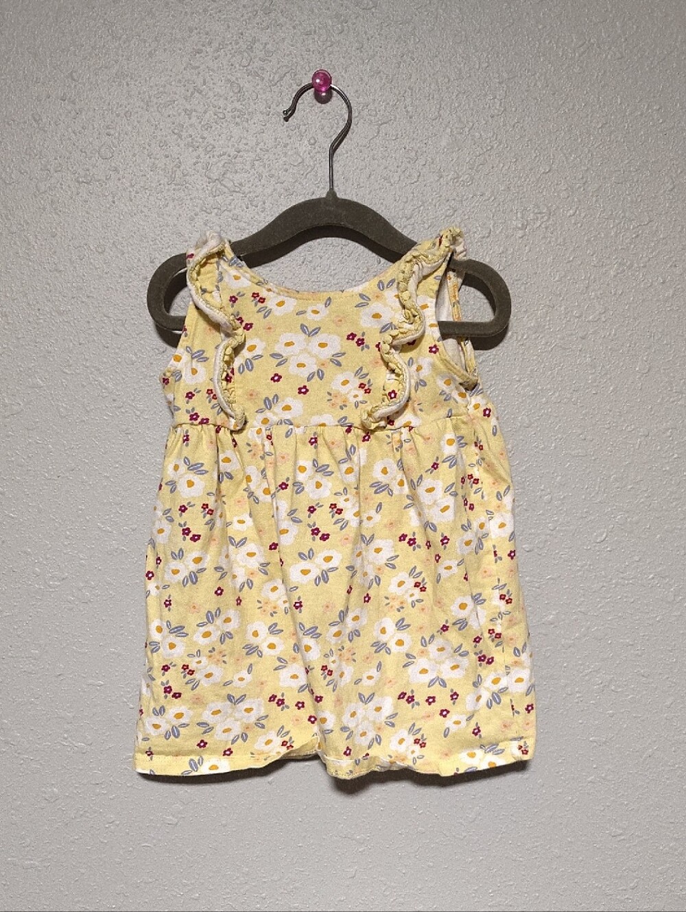 Toddler Yellow Floral Ruffle Tank Dress